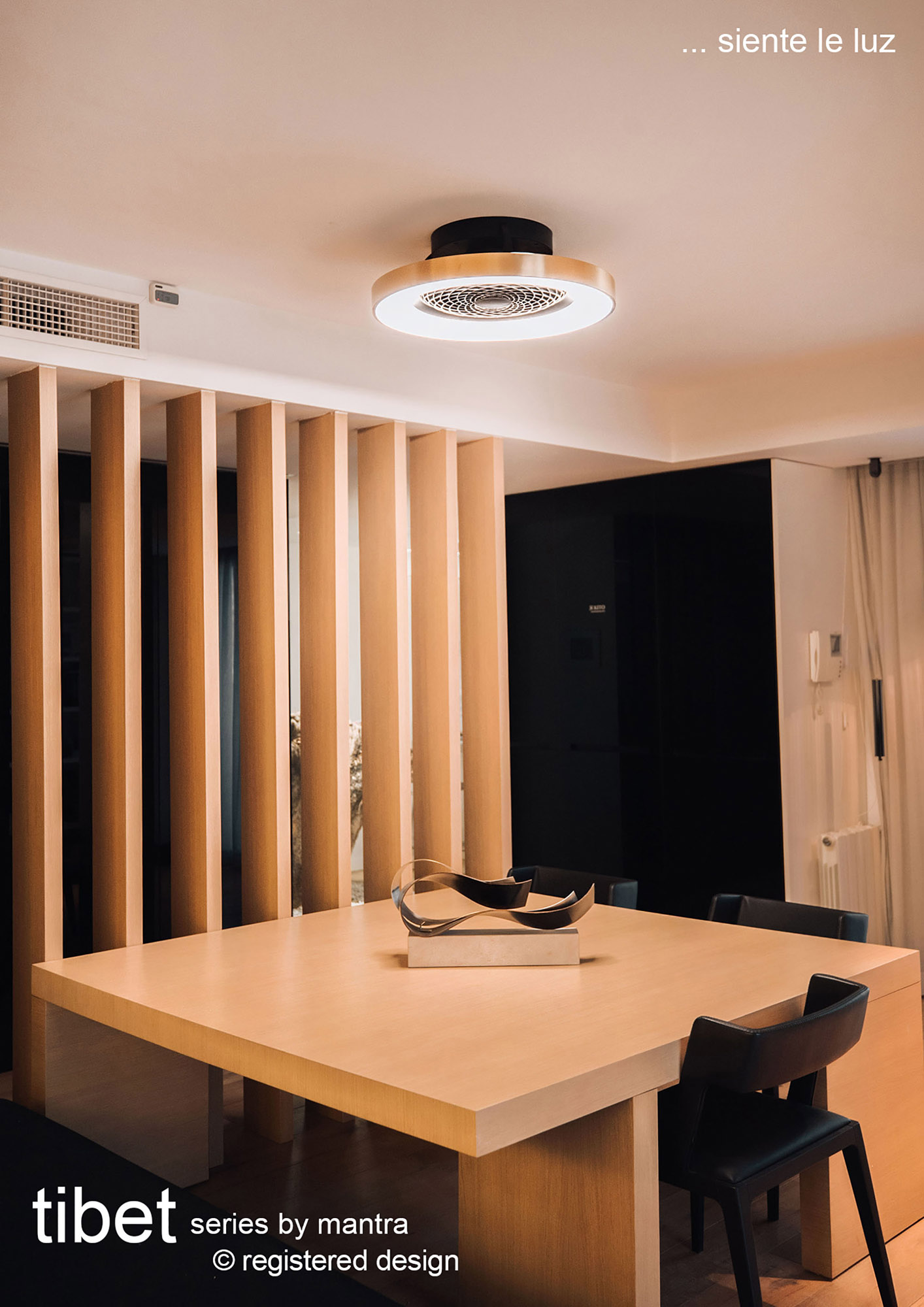 Tibet 70W LED Dimmable Ceiling Light & Fan, Remote / APP / Voice Controlled Wood Effect/Black M7127  Mantra Tibet